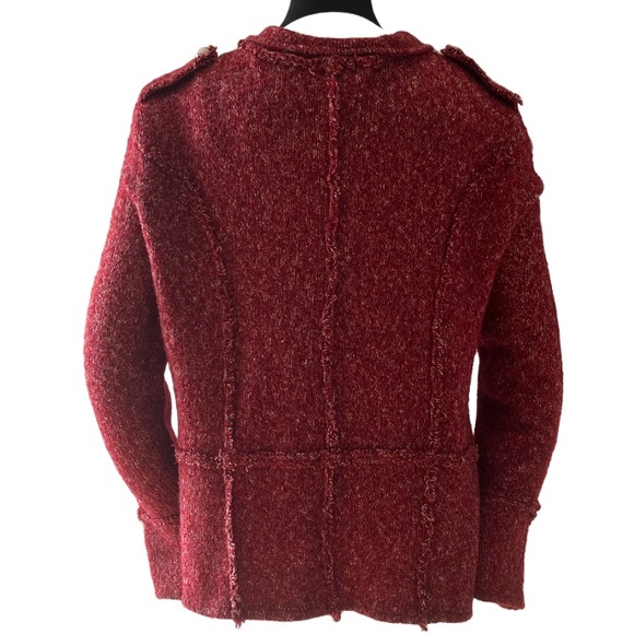Marie Claire XL Acrylic Wool Blend Boucle Zip Up Cardigan Sweater Jacket Red - Picture 2 of 16
